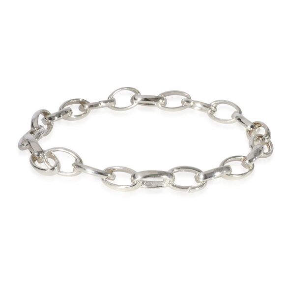 Gucci 925 Sterling Oval Link Blind for Love Silver Bracelet - Picture 2 of 9